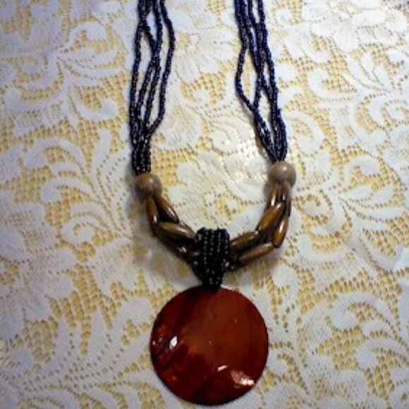 Exotic and Vibrant Beaded Single Shell 4-Strand Necklace, 27" with 3" adjustable - Picture 2 of 16